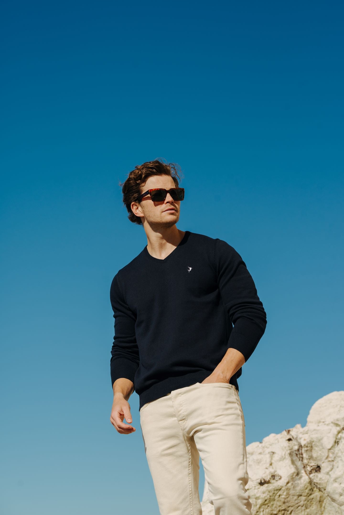 Classic V Neck Jumper - Navy
