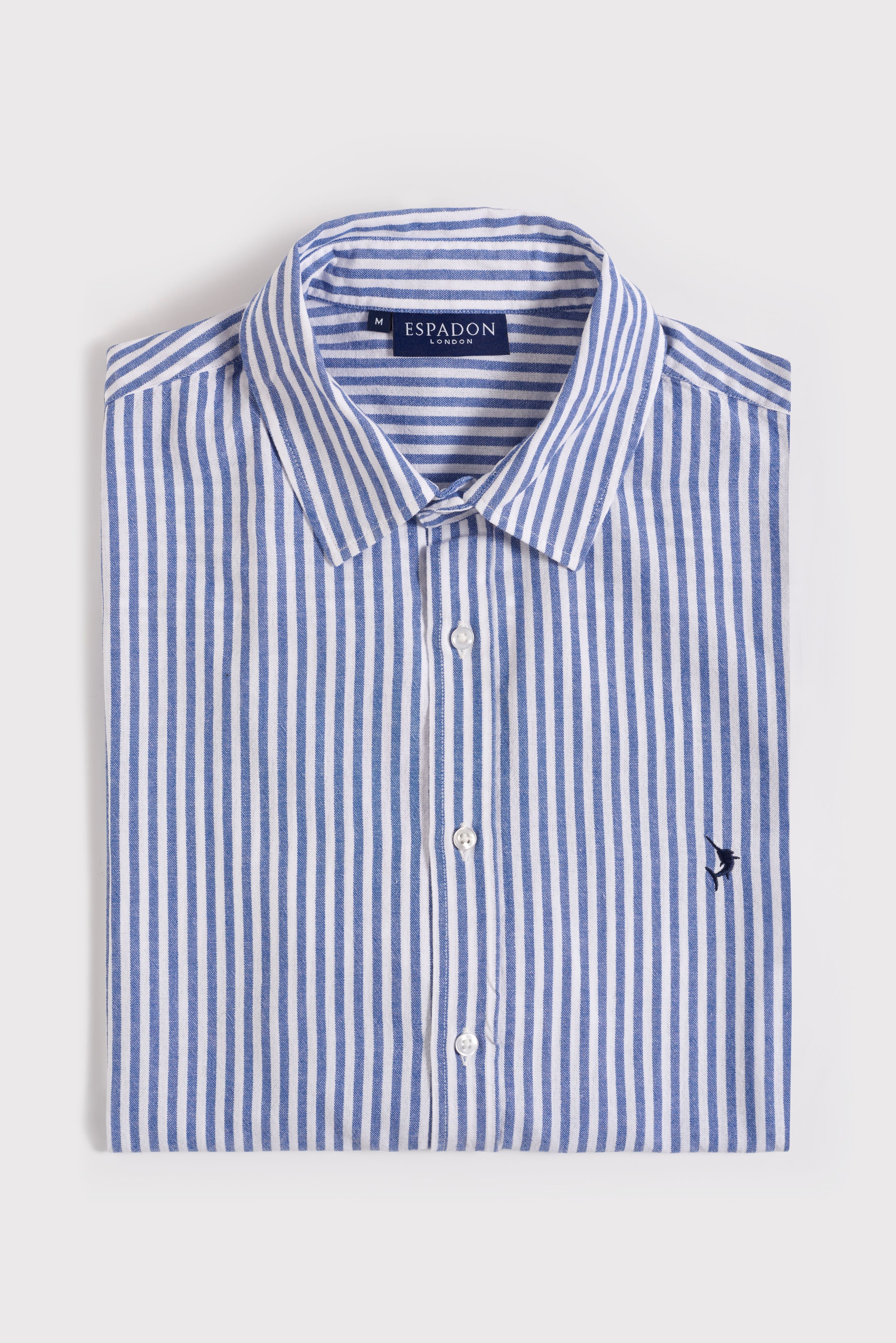 Espadon Striped Cotton Shirt - Navy