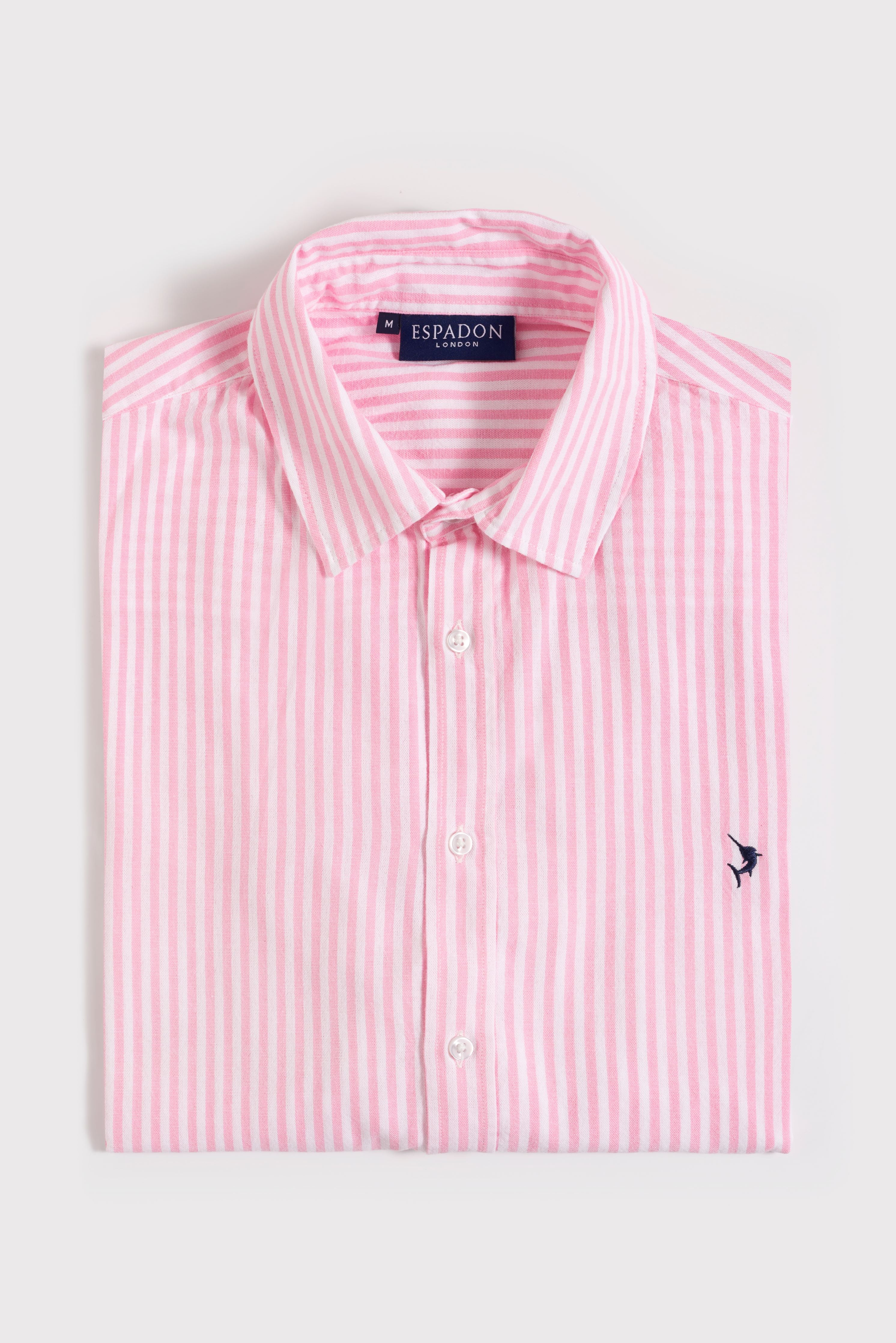 Espadon Striped Cotton Shirt - Pink