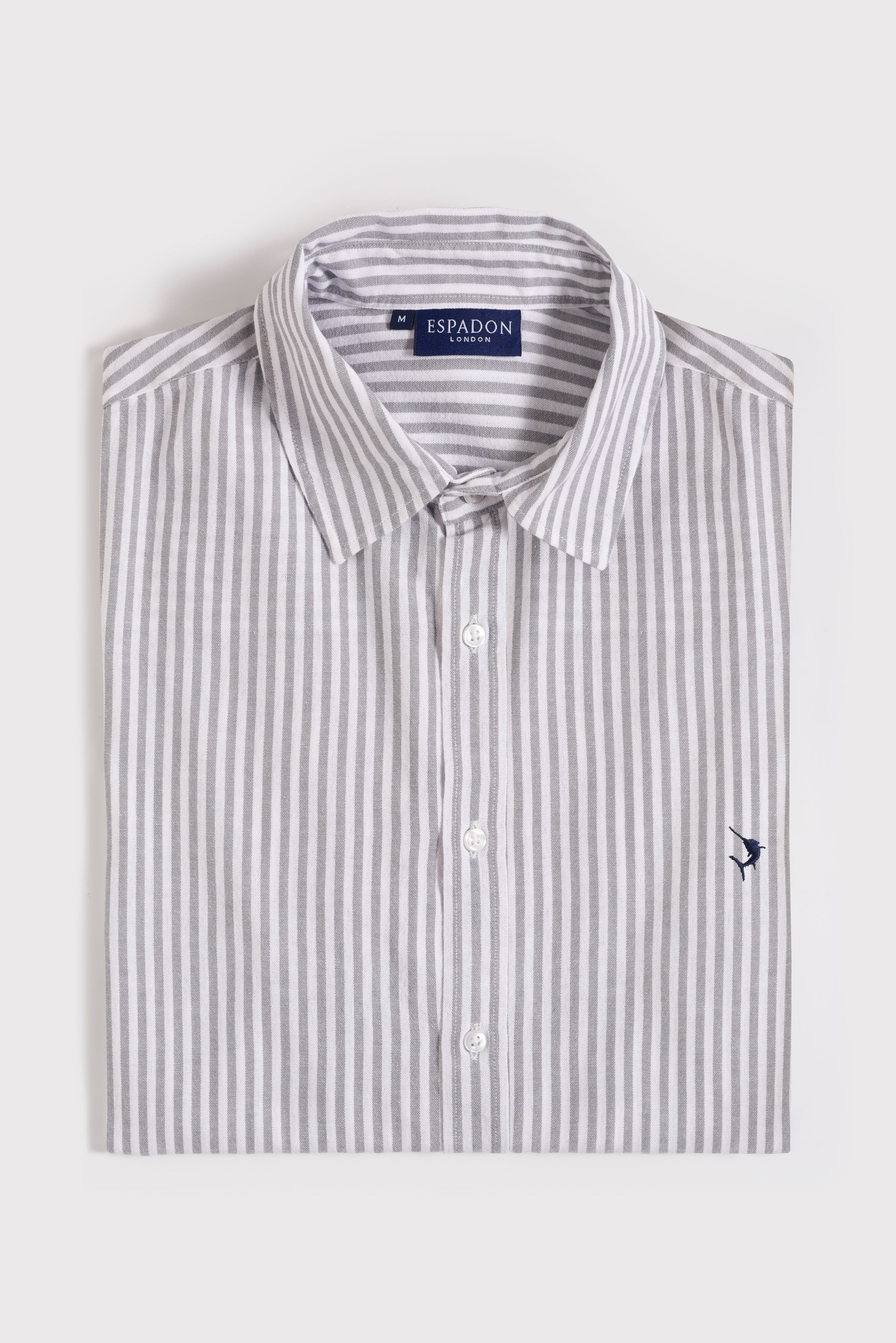 Espadon Striped Cotton Shirt - Grey