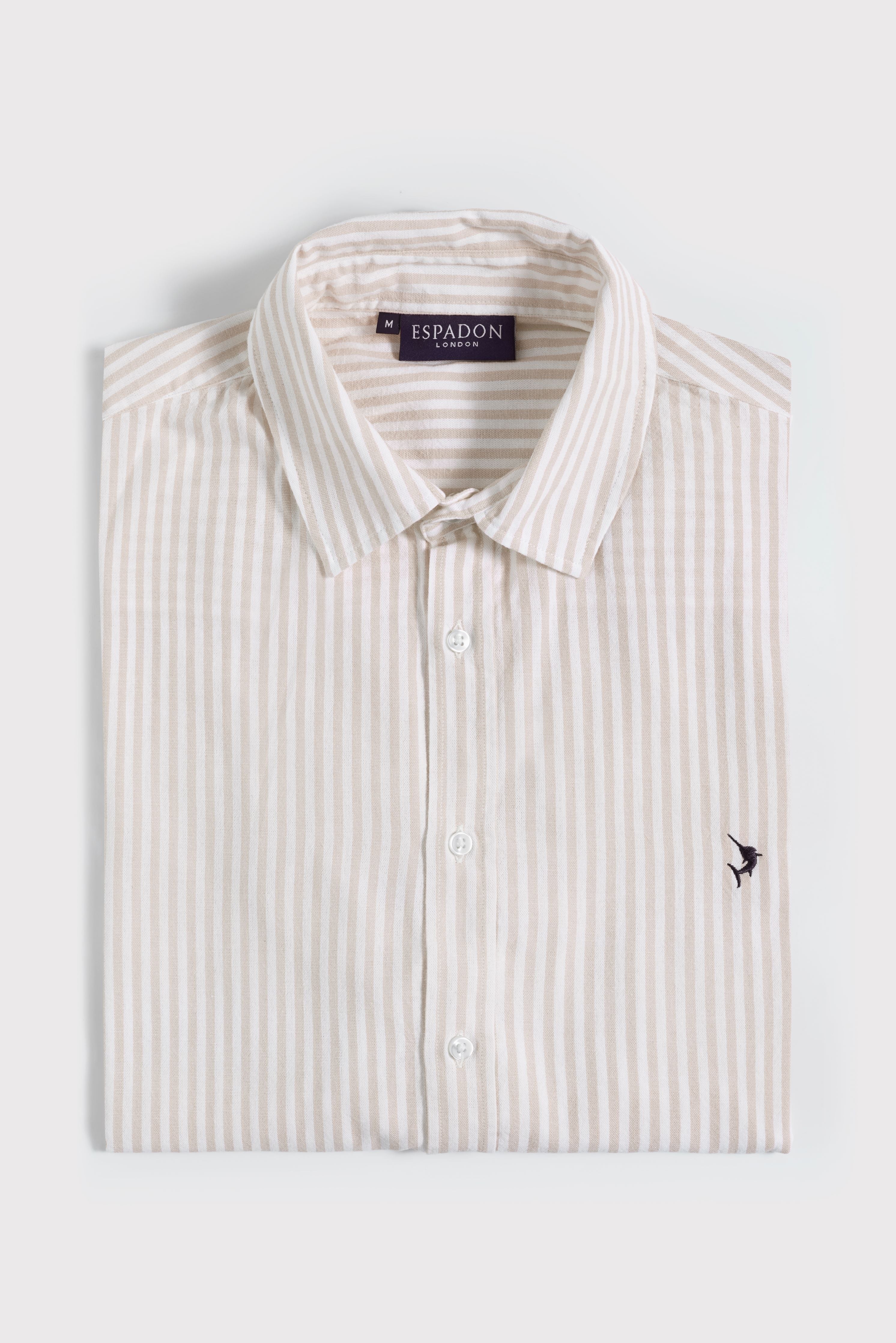 Espadon Striped Cotton Shirt - Ochre