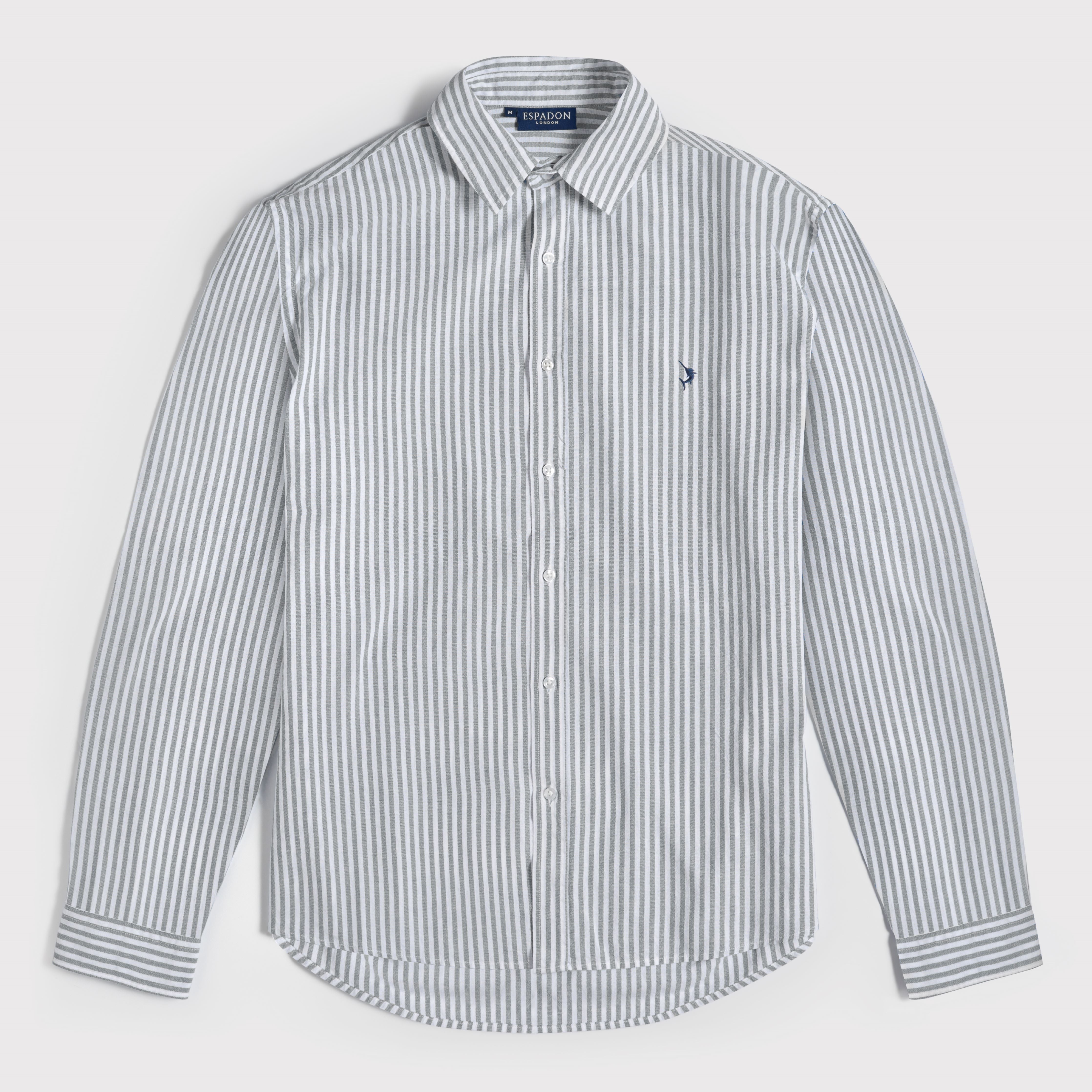 Classic Striped French Linen Shirt - Grey