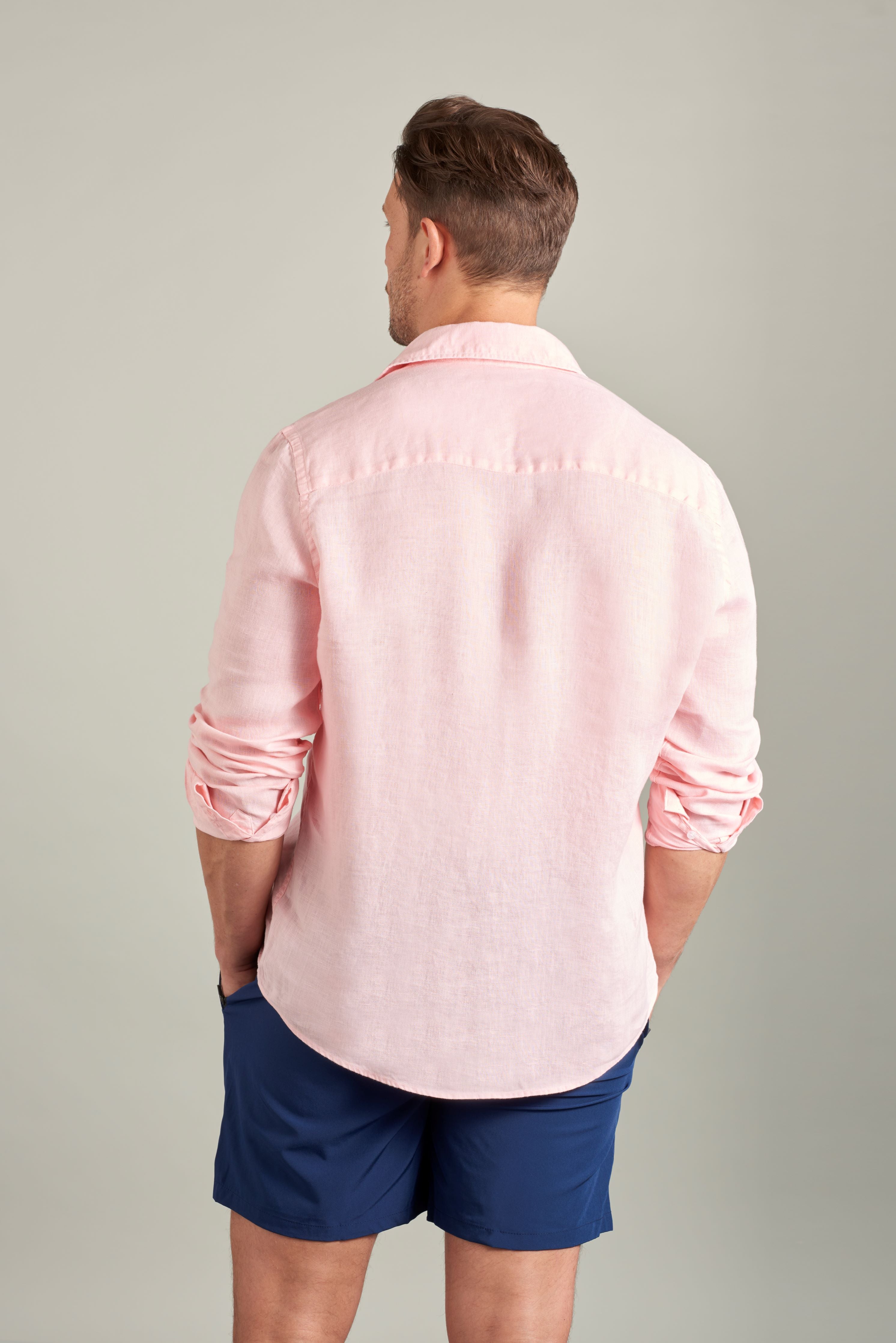 Classic French Linen Shirt - Pink