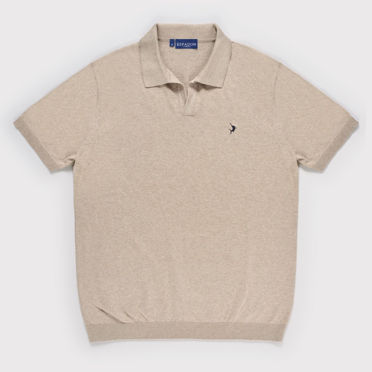 Buttonless Cotton Knit Polo Shirt - Fawn