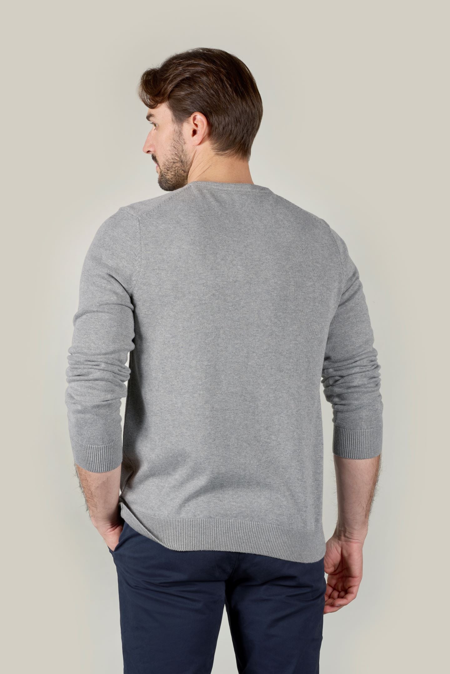 Classic V Neck Jumper - Light Grey