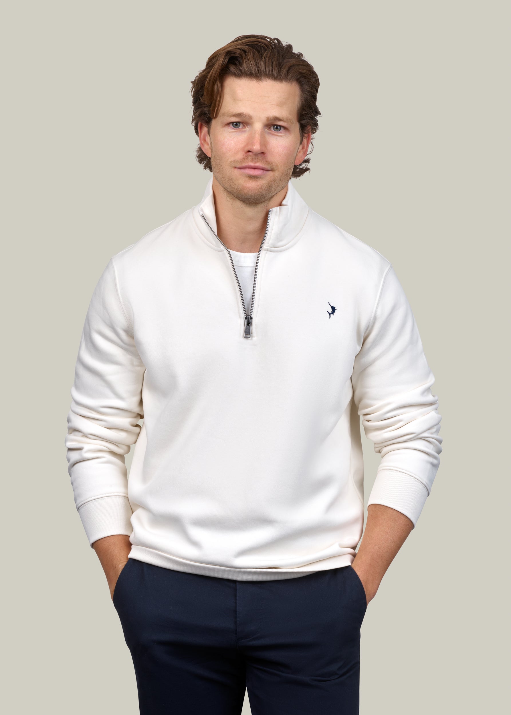 Quarter Zip Jumper - Ecru