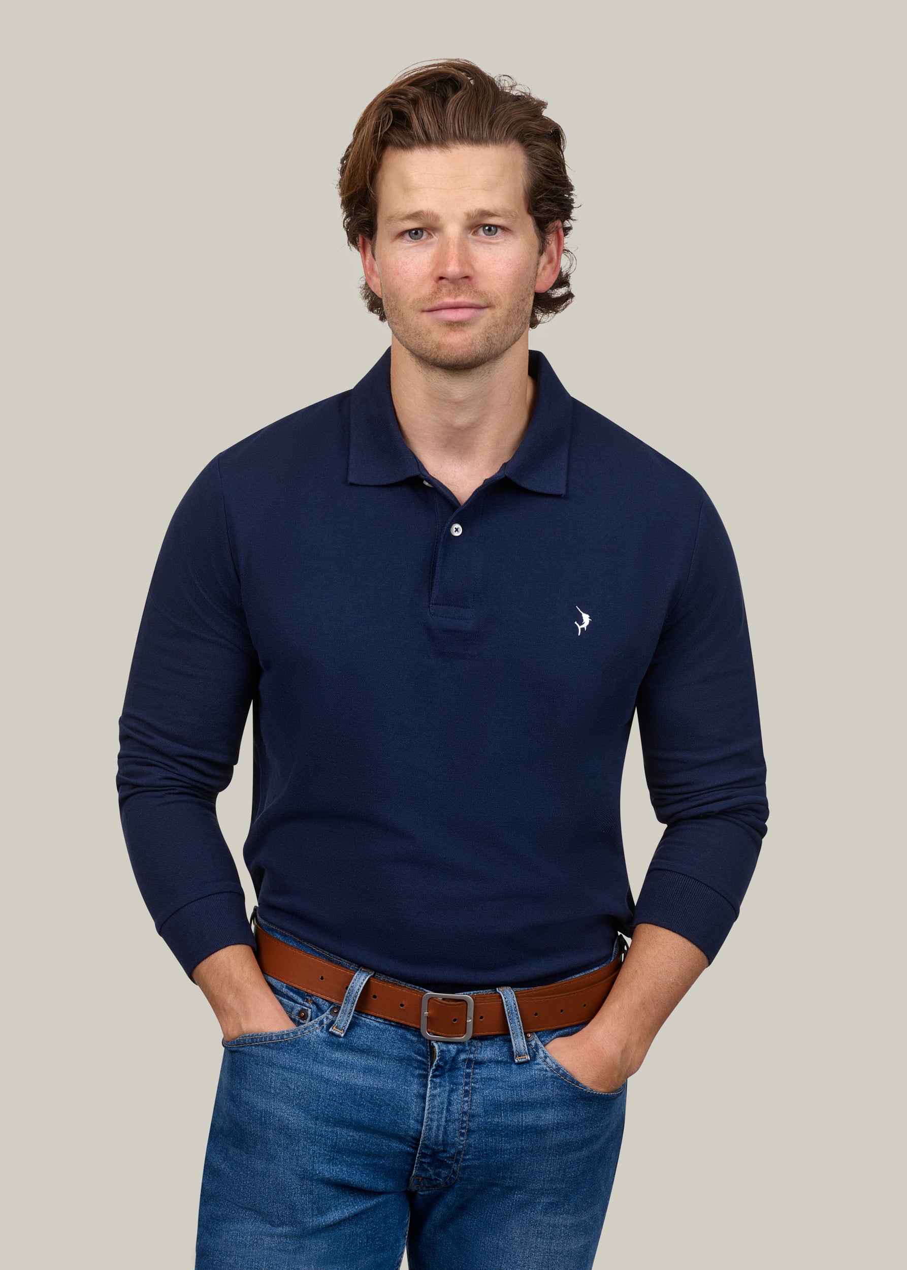 Classic Long Sleeve Polo - Navy