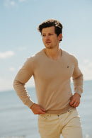 Classic V Neck Jumper - Linen