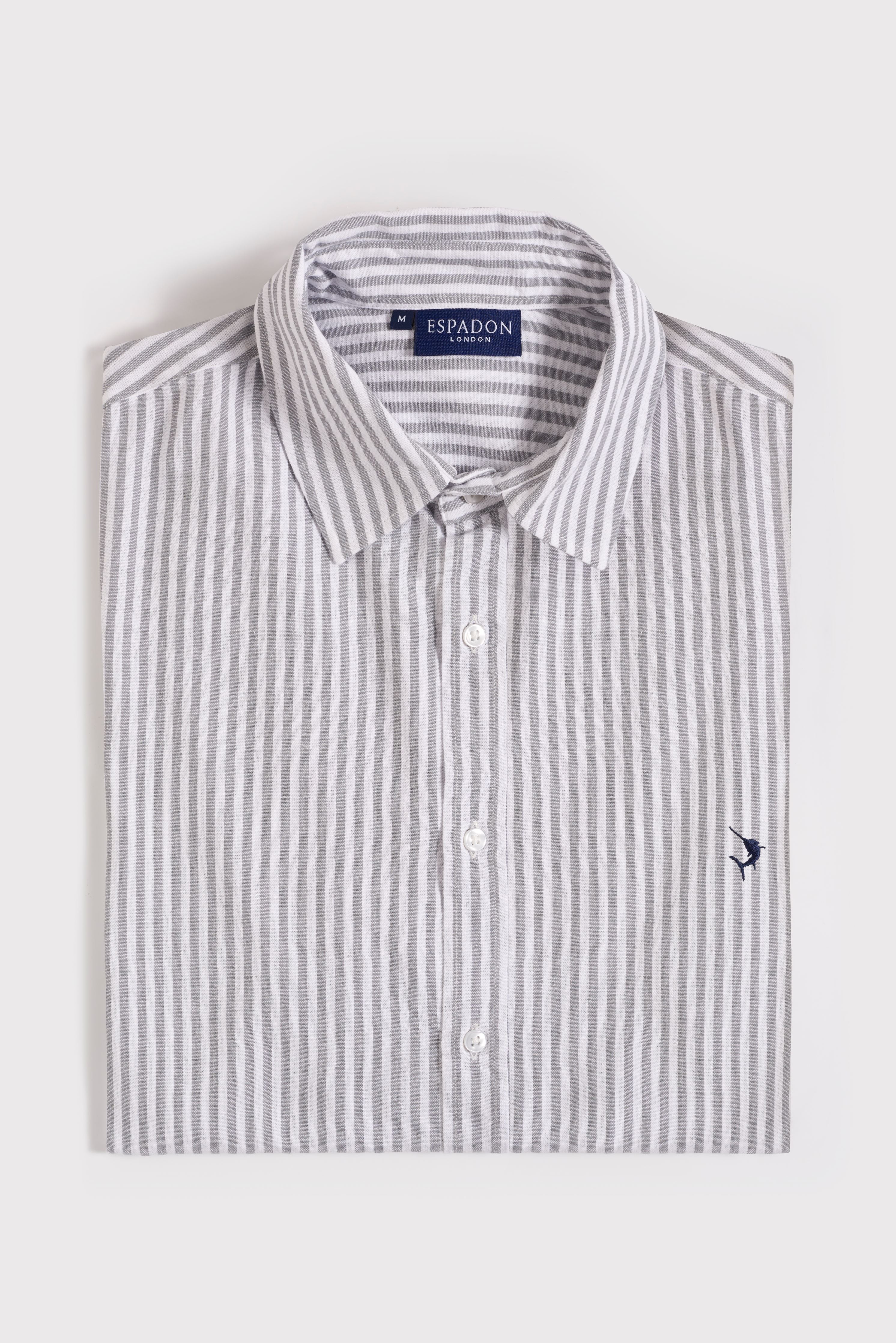 Classic Striped French Linen Shirt - Grey