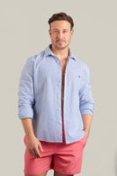 Striped French Linen Shirt - Navy