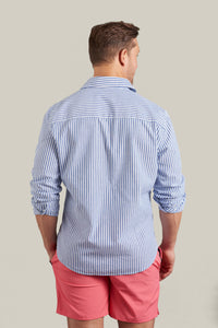 Striped French Linen Shirt - Navy