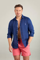 Classic French Linen Shirt - Navy