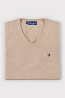 Classic V Neck Jumper - Linen