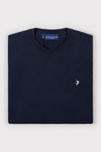 Cotton Knit T-Shirt - Navy