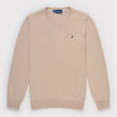 Classic V Neck Jumper - Linen