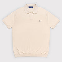 Buttonless Cotton Knit Polo Shirt - Ecru