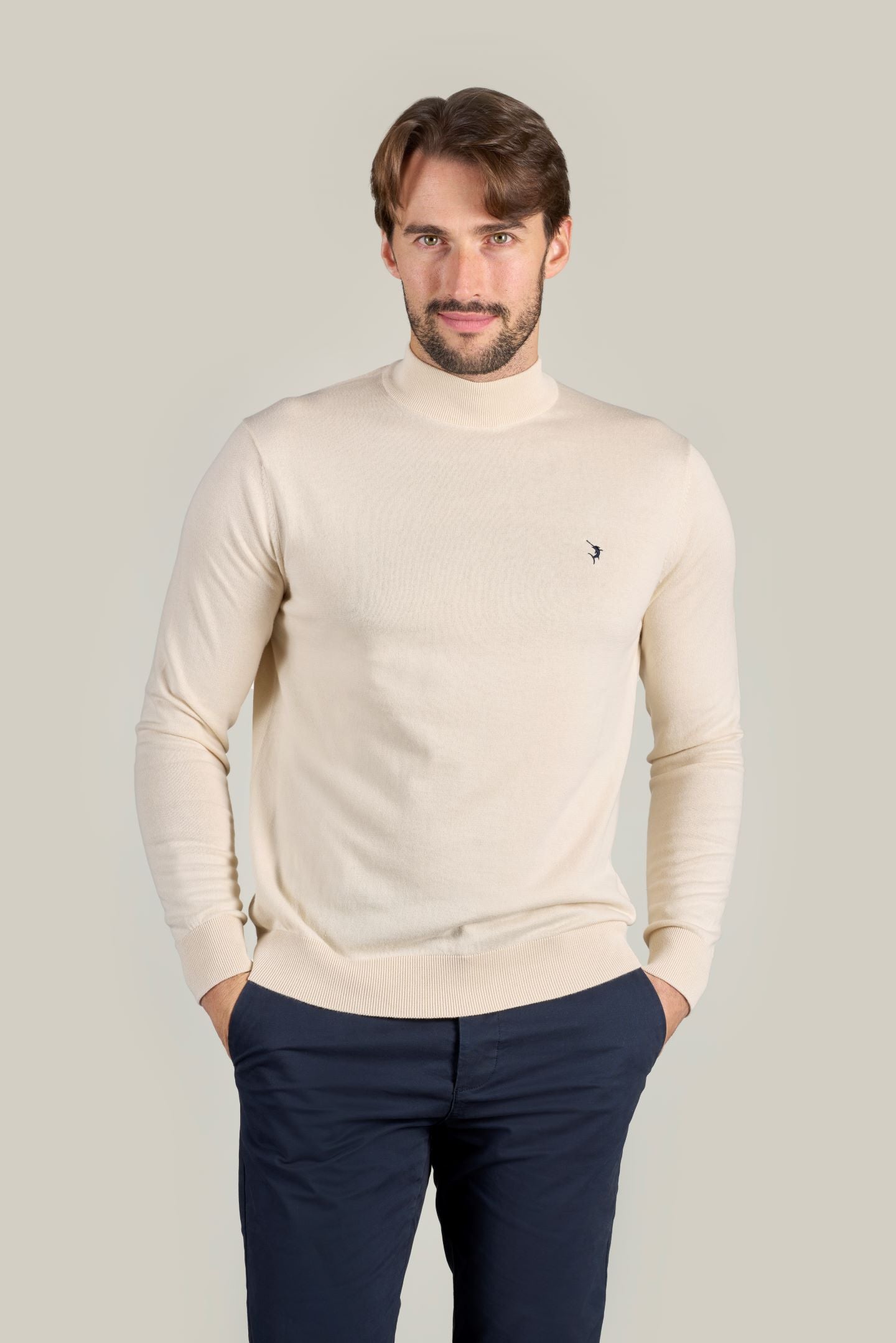 Mock Turtle Neck Jumper - Ecru