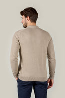 Buttonless Long Sleeve Cotton Knit Polo - Fawn