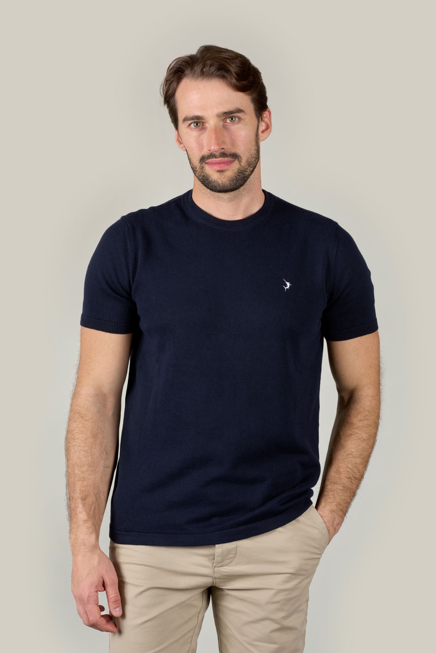 Cotton Knit T-Shirt - Navy