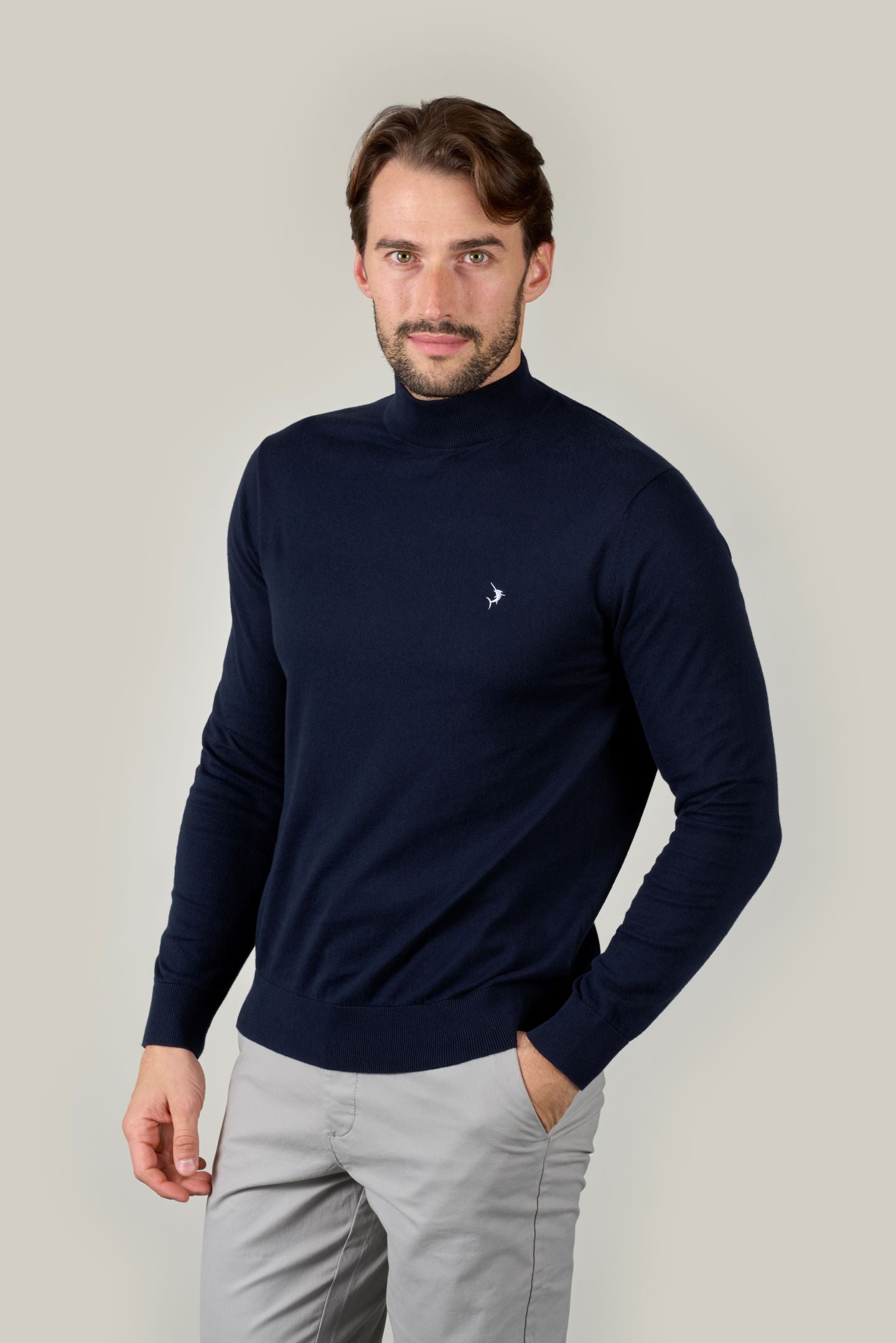 Mock Turtle Neck Jumper - Navy