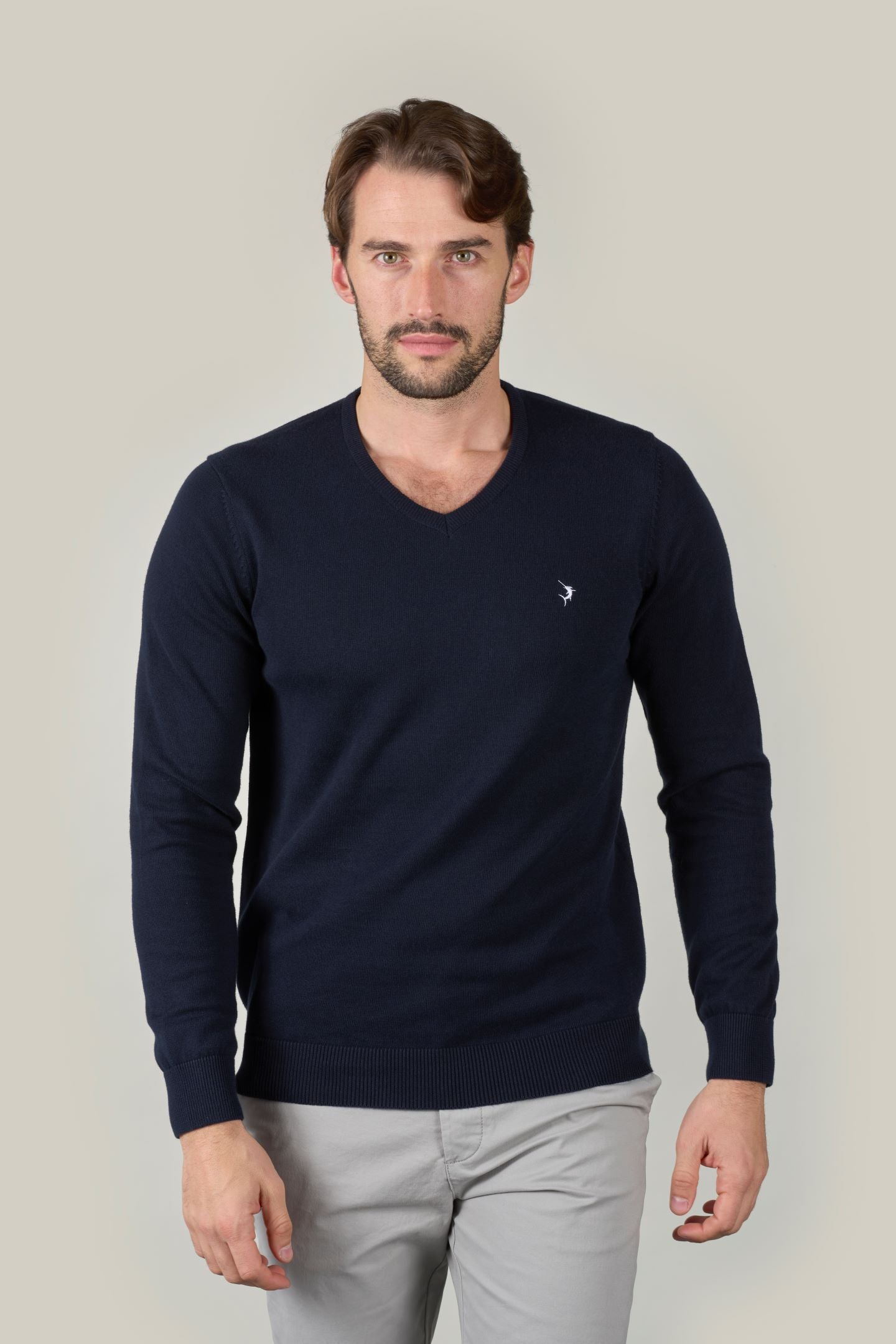 Classic V Neck Jumper - Navy