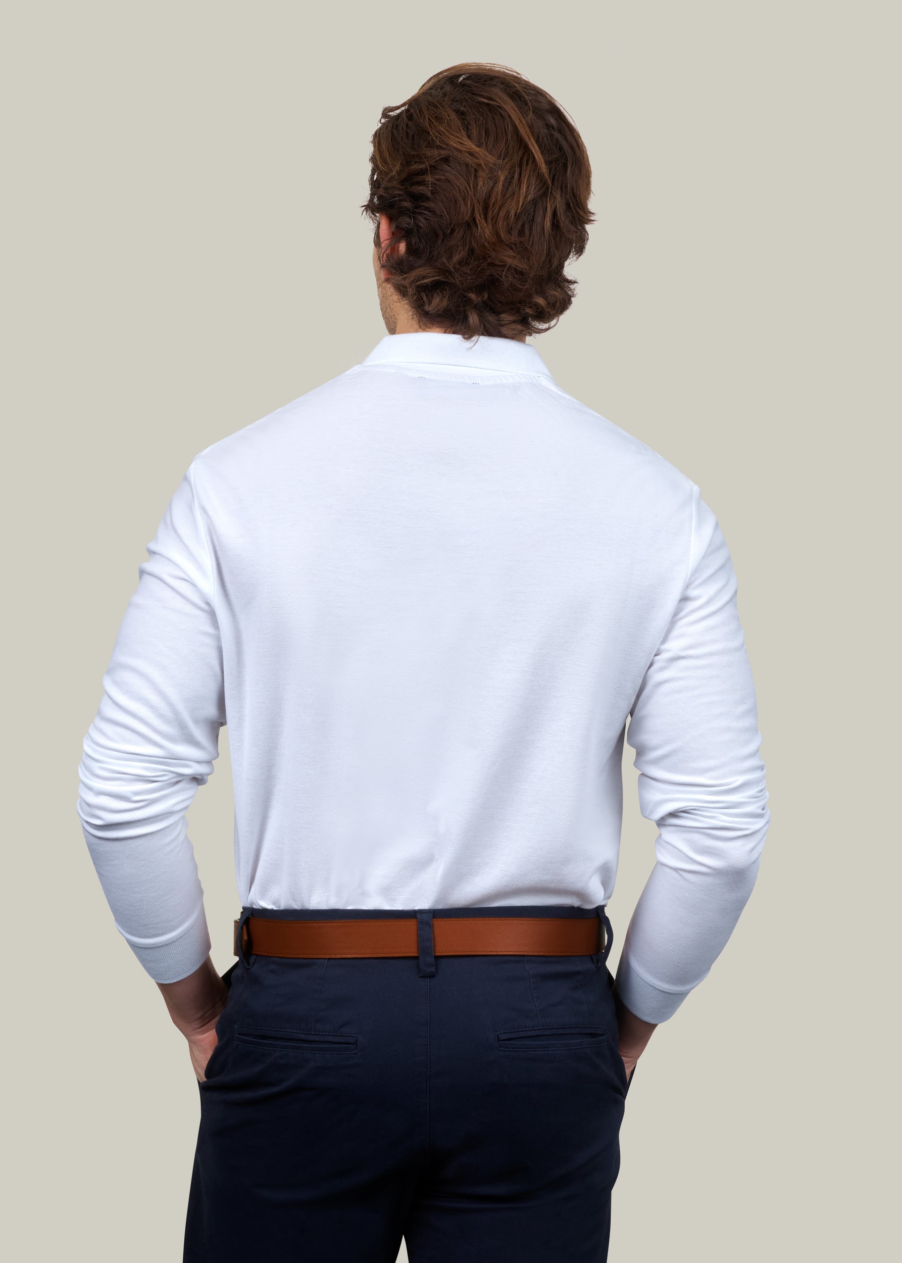 Classic Long Sleeve Polo - White