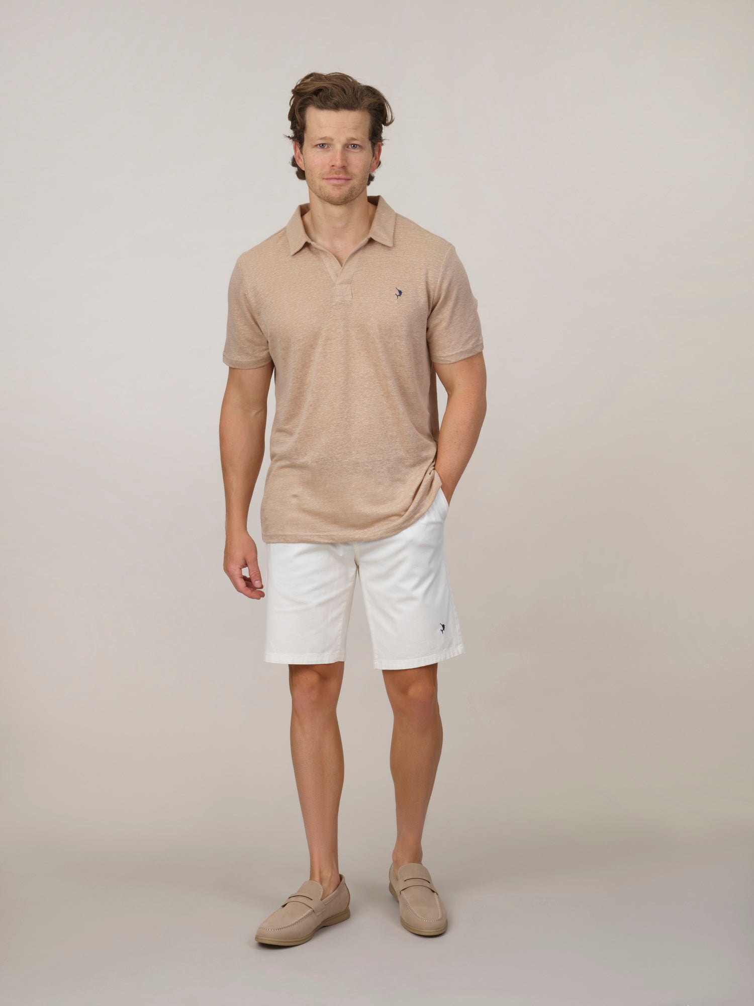 Buttonless Linen Polo - Sand