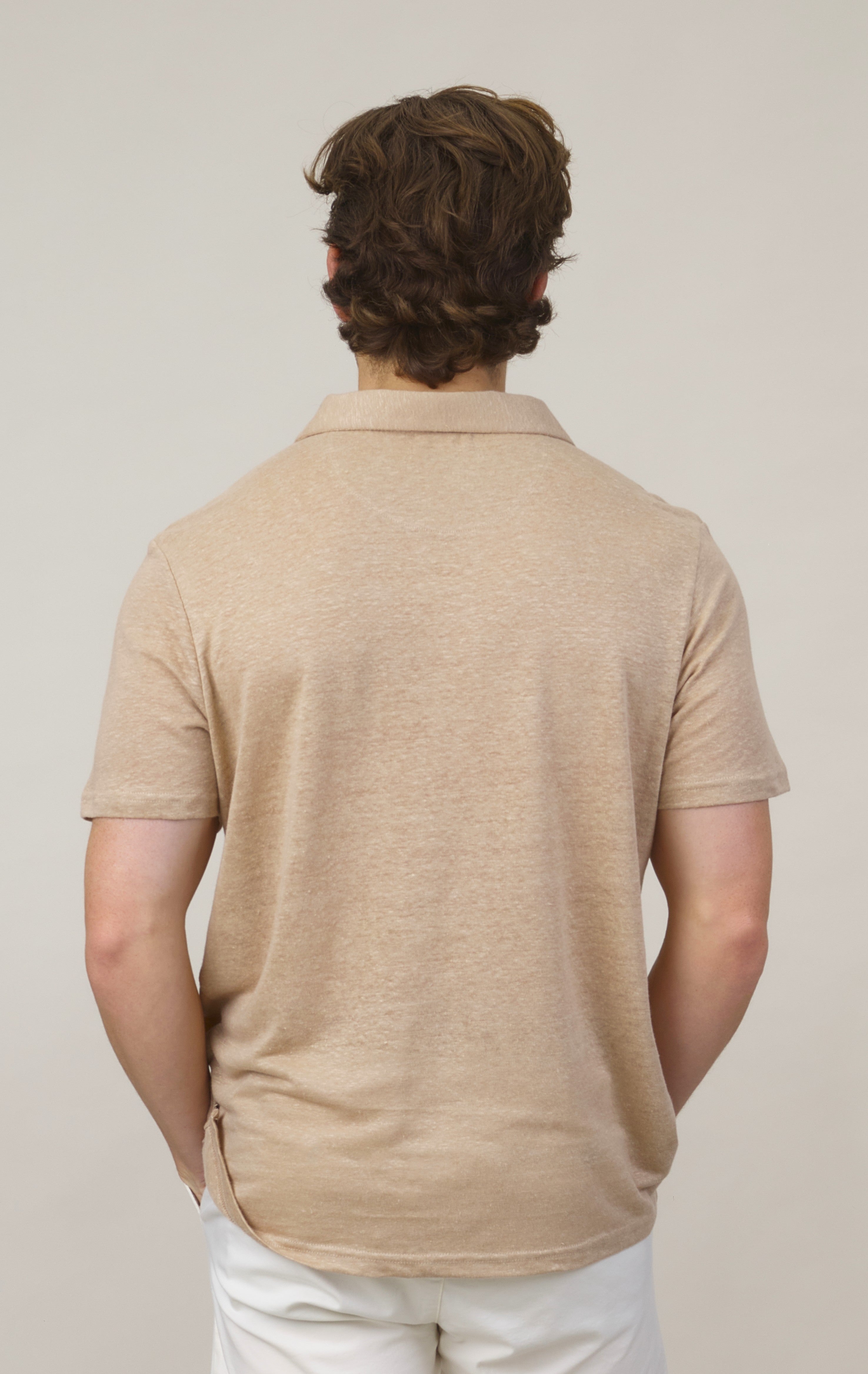 Buttonless Linen Polo - Sand