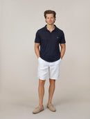 Buttonless Linen Polo - Navy