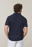 Buttonless Linen Polo - Navy