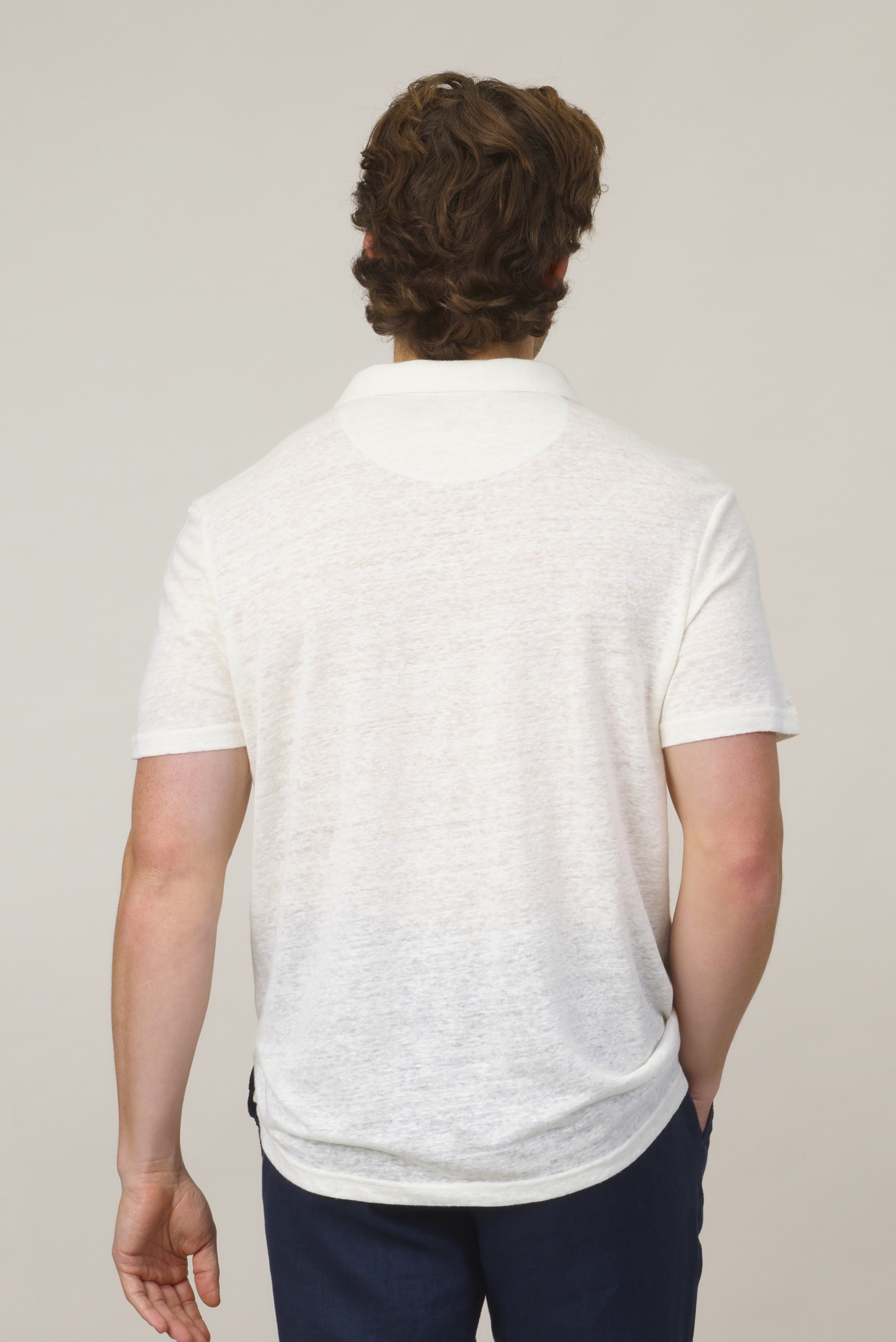 Buttonless Linen Polo - Ecru