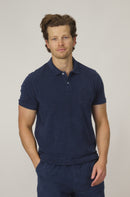 Classic Fit Towelling Polo - Navy
