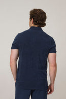 Classic Fit Towelling Polo - Navy