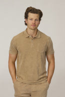 Classic Fit Towelling Polo - Sand