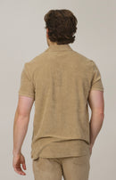 Classic Fit Towelling Polo - Sand