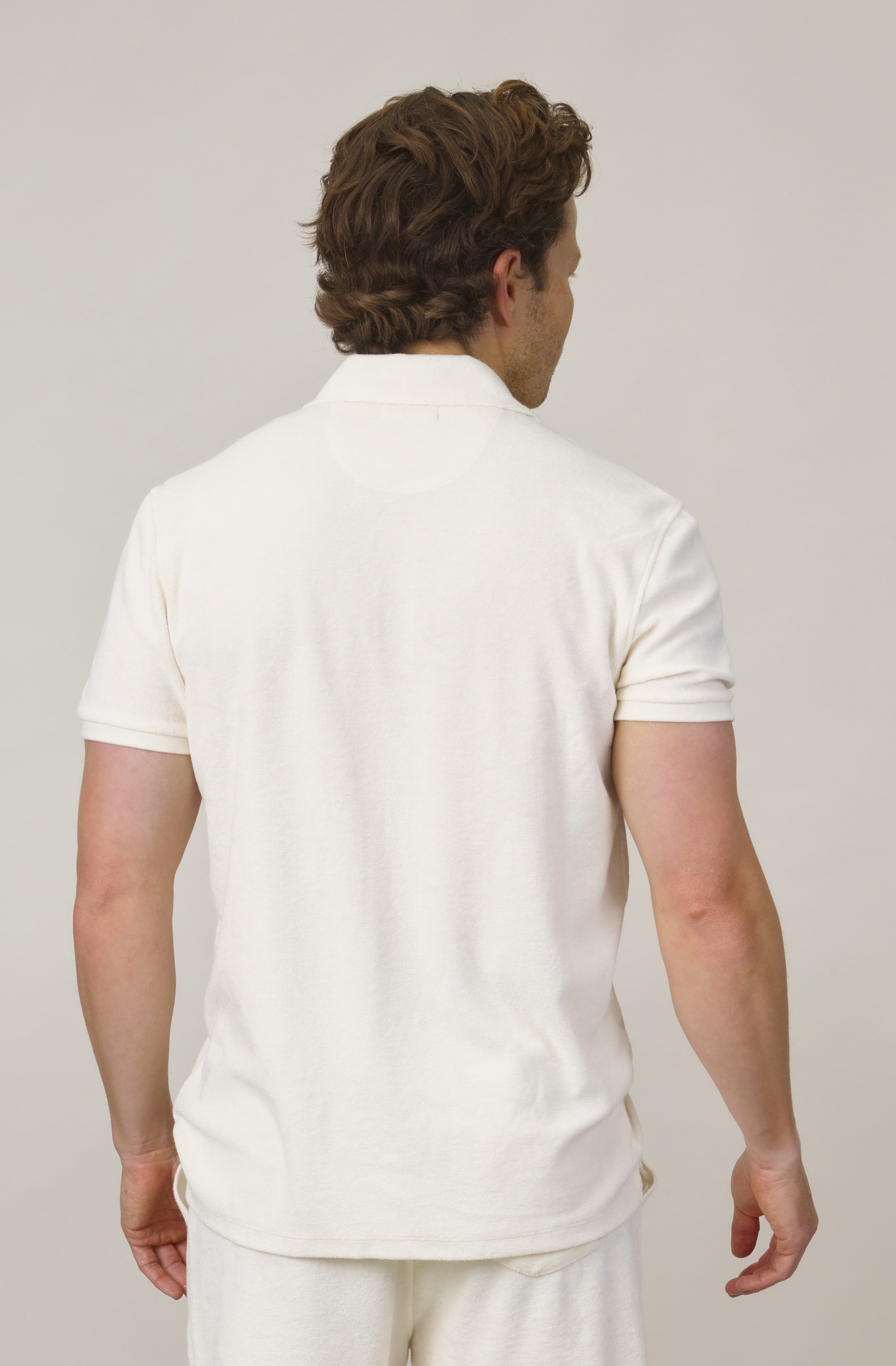 Classic Fit Towelling Polo - Ecru