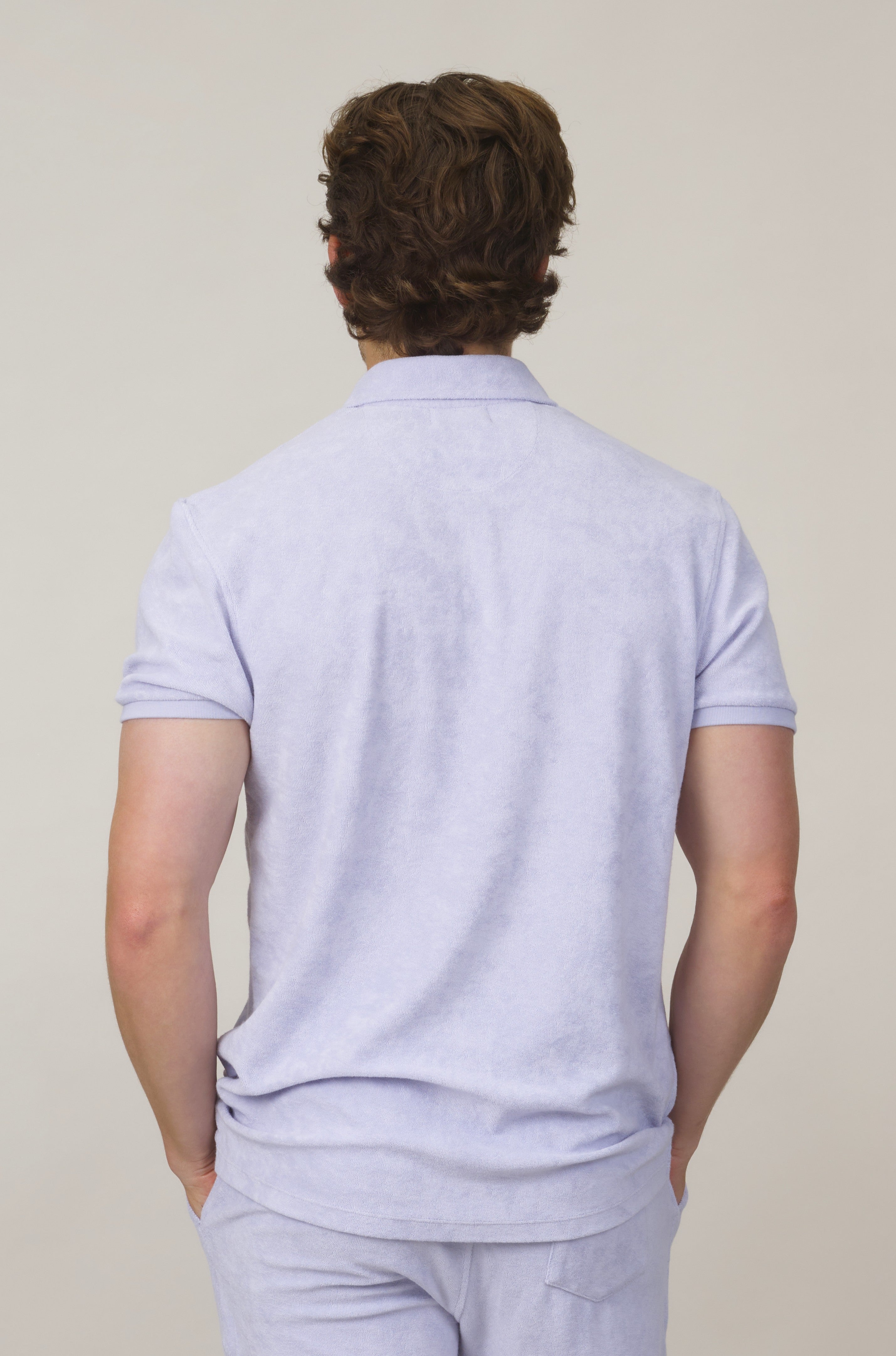 Classic Fit Towelling Polo - Lavender