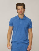 Classic Fit Towelling Polo - Marine Blue