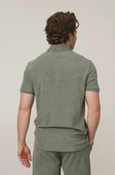 Classic Fit Towelling Polo - Olive