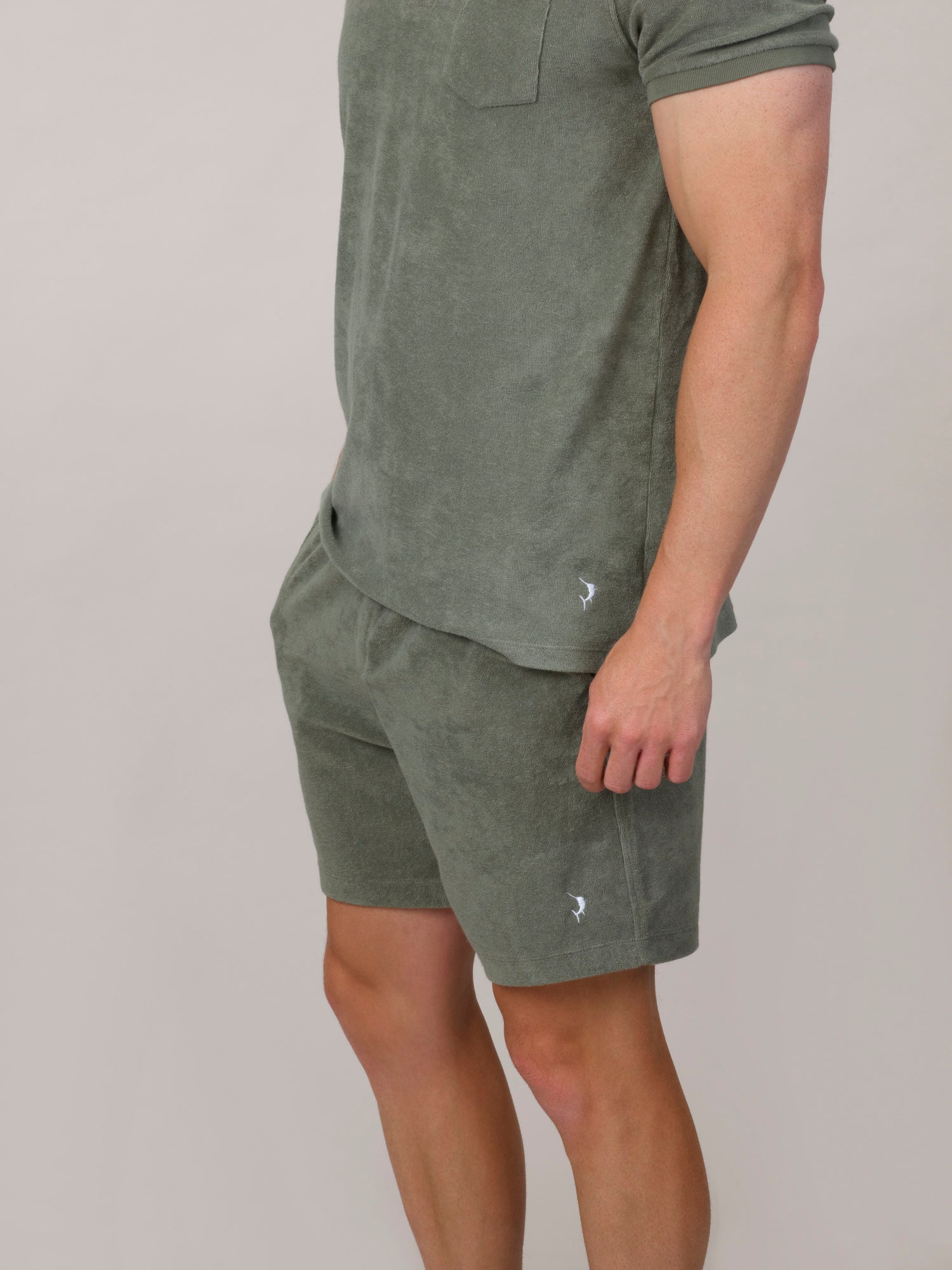 Espadon Towelling Shorts - Olive