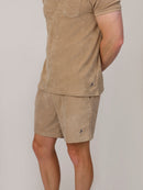 Classic Fit Towelling Polo - Sand