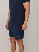 Classic Fit Towelling Polo - Navy