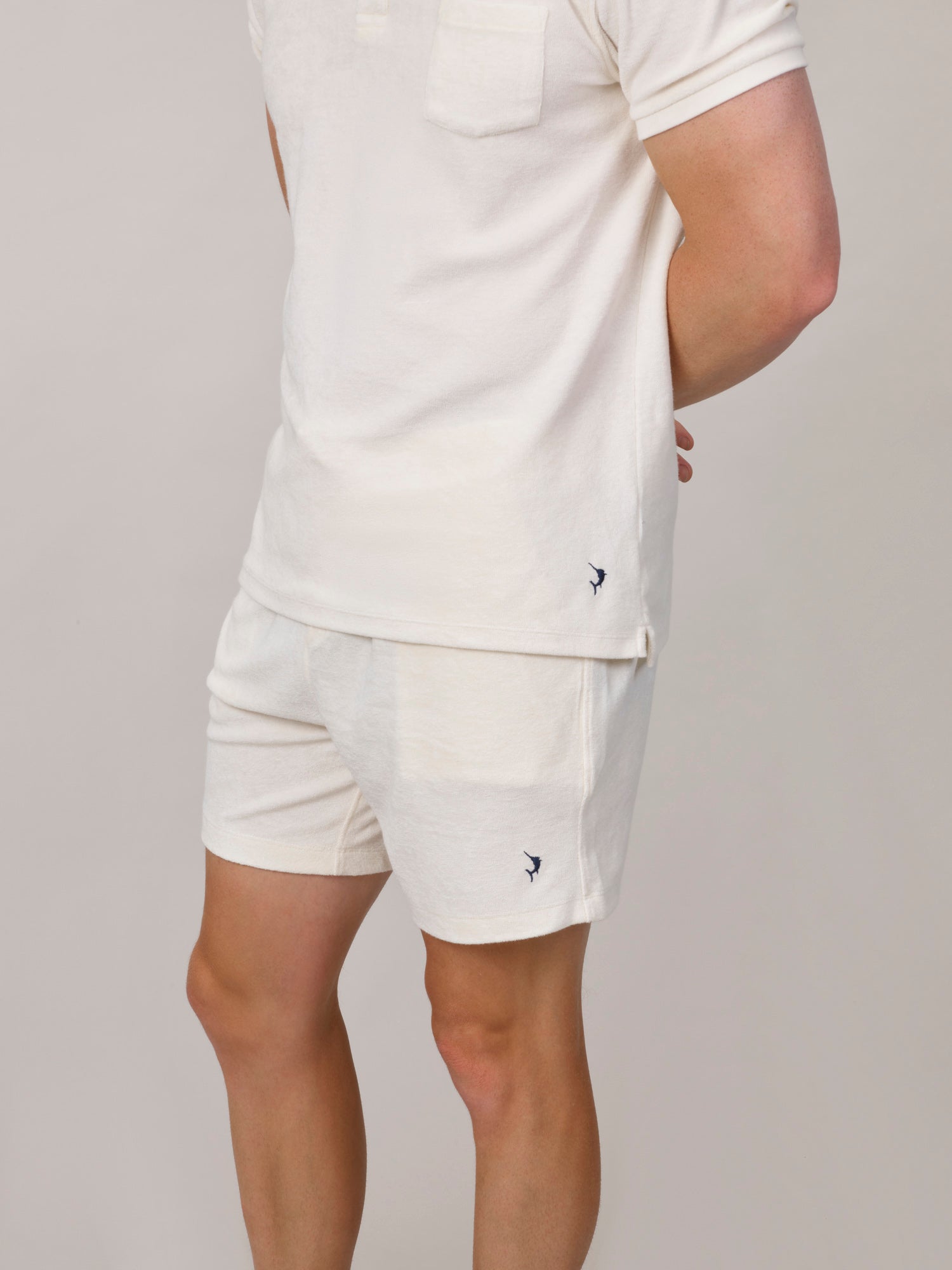 Classic Fit Towelling Polo - Ecru