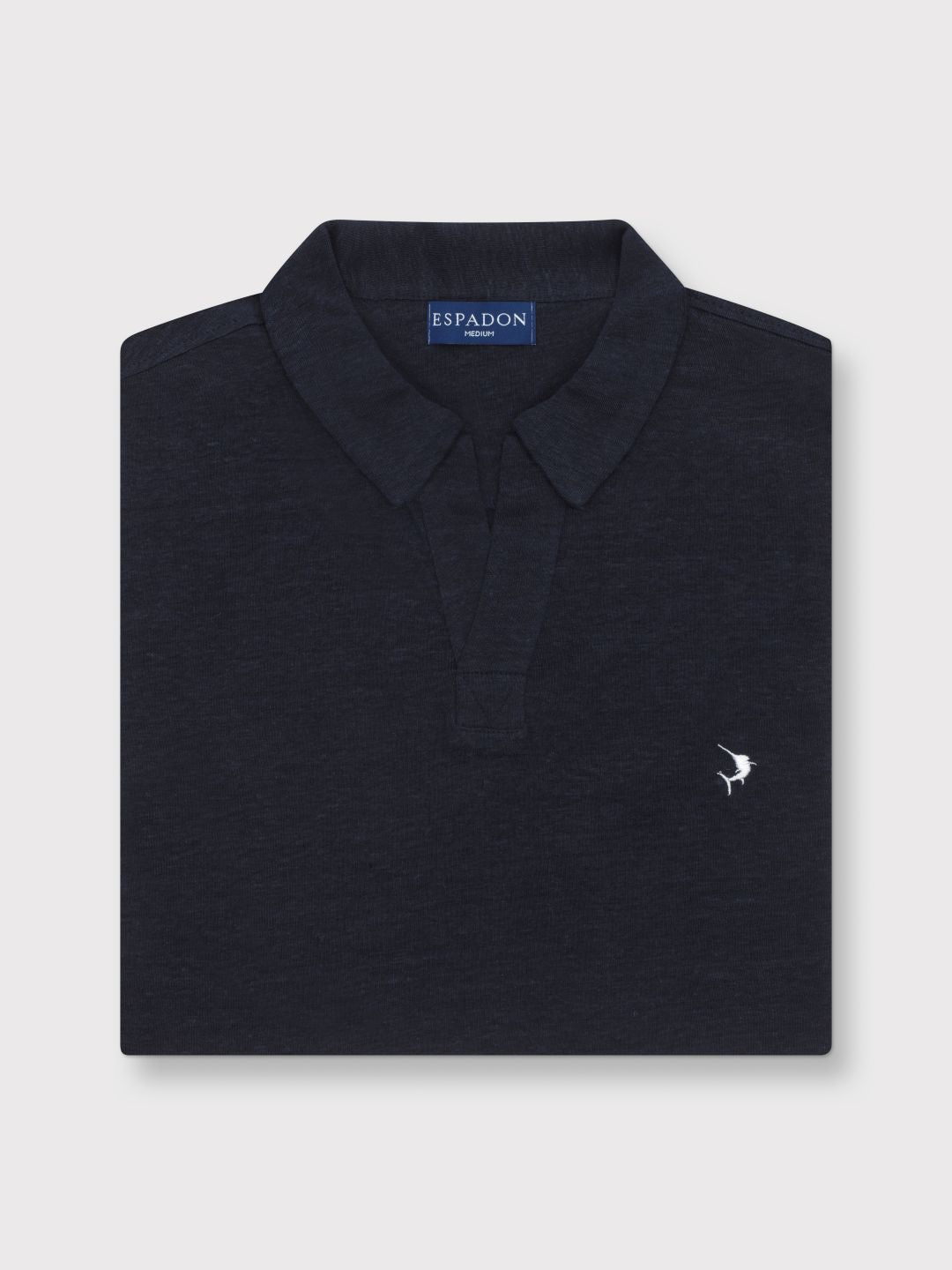 Buttonless Linen Polo - Navy