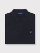 Buttonless Linen Polo - Navy