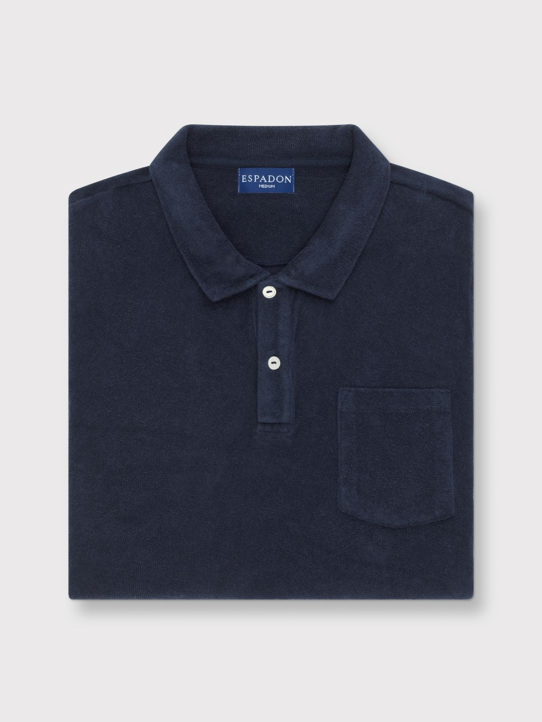 Classic Fit Towelling Polo - Navy