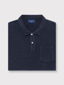 Classic Fit Towelling Polo - Navy