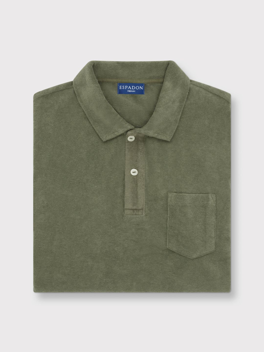 Classic Fit Towelling Polo - Olive