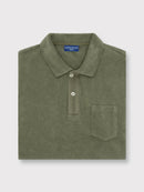 Classic Fit Towelling Polo - Olive