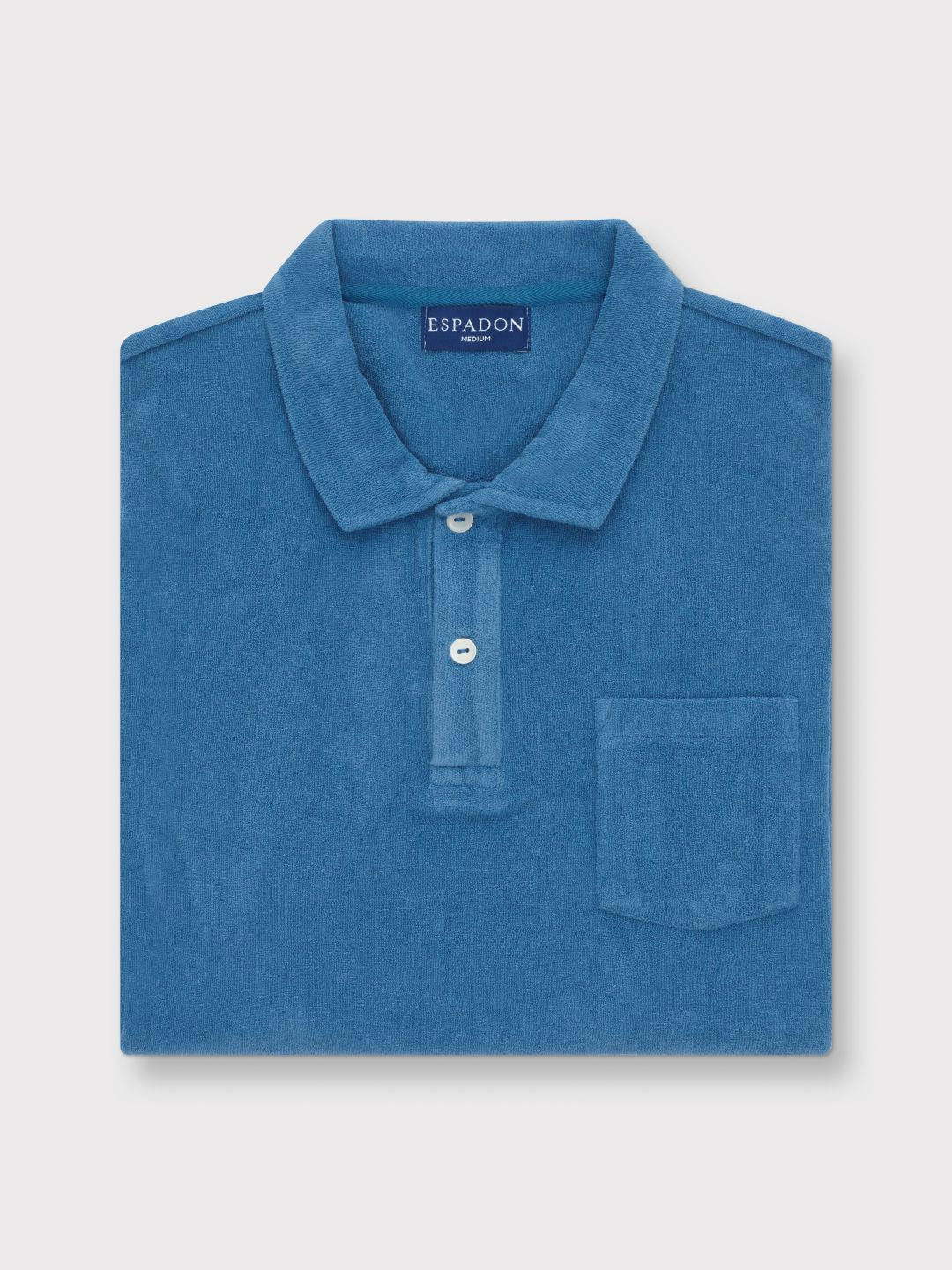 Classic Fit Towelling Polo - Marine Blue